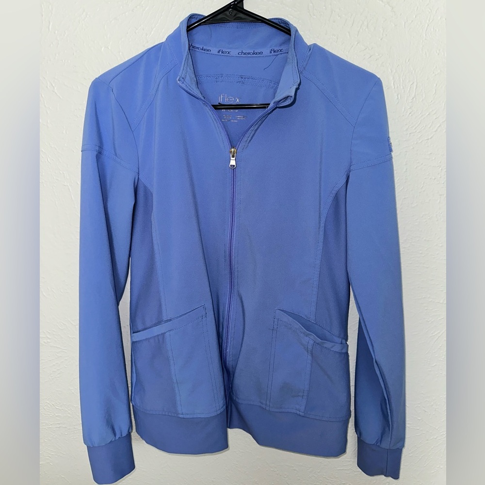 XS Cherokee filed Zip Front Scrub Jacket, Ceil Blue